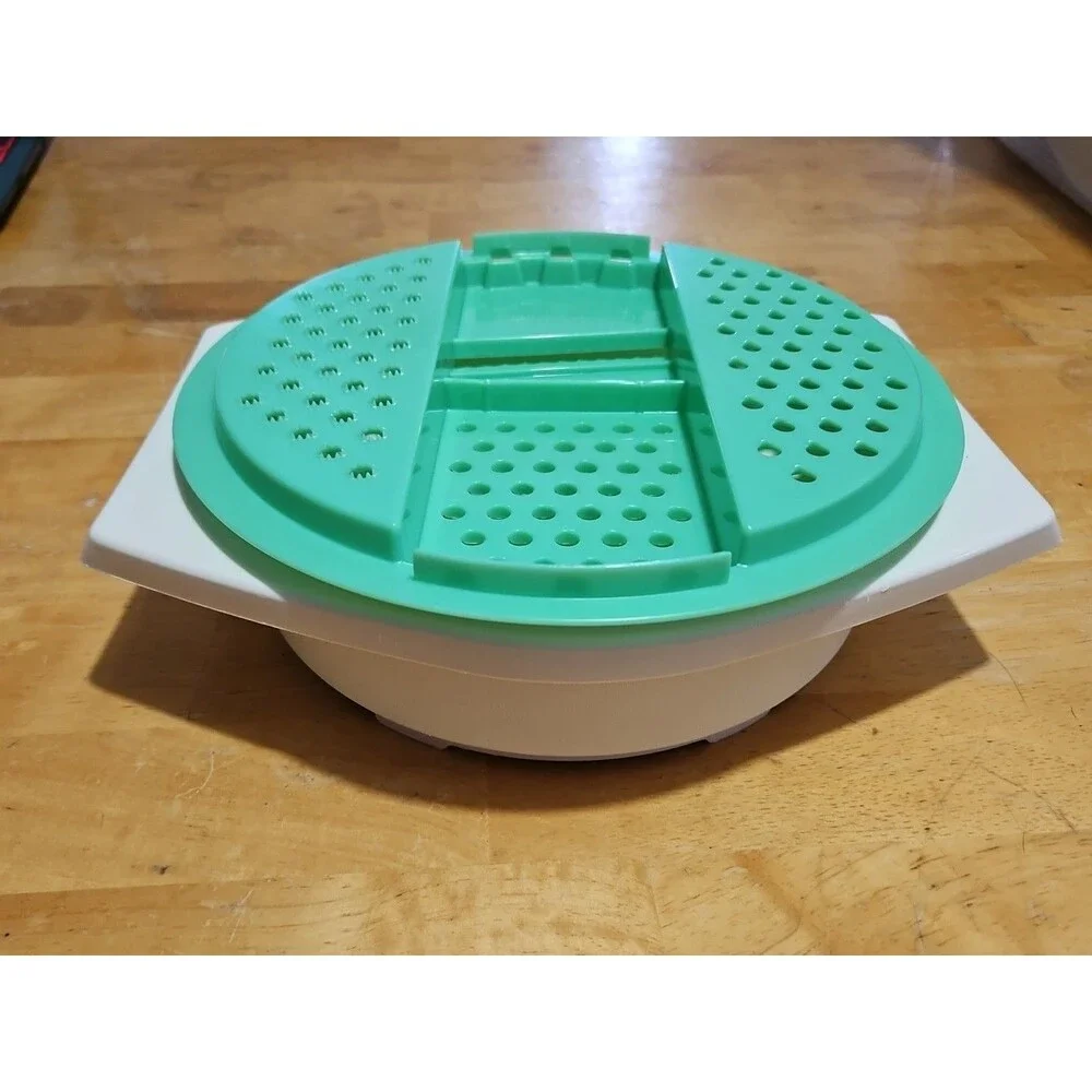 Vintage Tupperware Jadeite Green Cheese Grater W/ Almond Bowl 2 Pc Set - No Lid